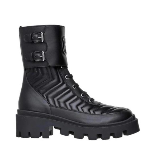 GUCCI Frances GG logo quilted leather combat boots - Picture 3 of 16